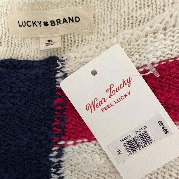 NWY Lucky Brand Cotton Americana Long Sleeve Sweater. Size X-Large - Picture 4 of 7